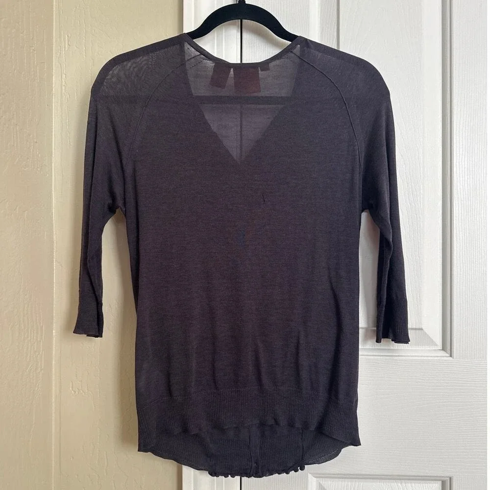 Tory Burch Silk‎ Cashmere Blend Crochet Trim Cardigan - Gray - Size M